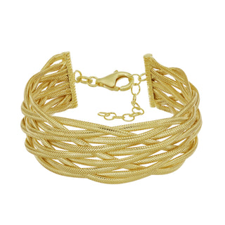 925 Italian Silver Bracelet, Omega, Flat, 2mmx10, 18mm, Patern, 16+3cm, Gold Plated (Copy)