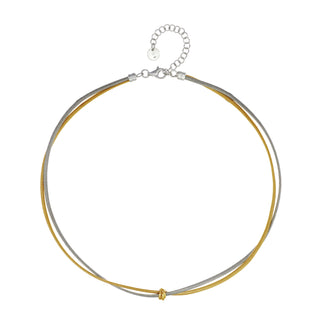 925 Italian Silver Necklace, Spiral 2mmx2, Knot, 40+5cm, Rhodium + Gold Plated