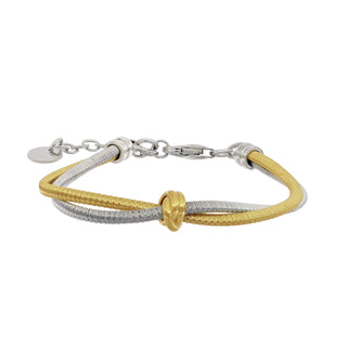 925 Italian Silver Bracelet, Spiral, 2mmX2, Knot, 16+3cm , Rhodium + Gold Plated