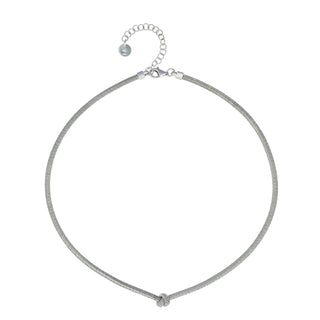 Buy rhodium 925 Italian Silver Necklace, Spiral, 3mm, Flat Knot, 40+5cm