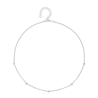 Buy rhodium 925 Italian Silver Necklace, Popcorn, 1.5mm, Beadx5, Cubic Zirconia, 40+5cm
