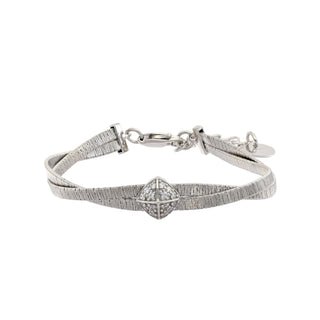 Buy rhodium 925 Italian Silver Bracelet, Spiral, 2.6mmX2, Cubic Zirconia, 16+3cm