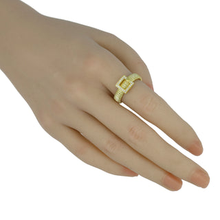 925 Italian Silver Ring, Spiral, Cubic Zirconia Buckle, 5mm, US6, Open Shank
