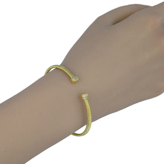 925 Italian Silver Bangle, Spiral, 3.5mm, Cubic Zirconia Cap, 45x55mm