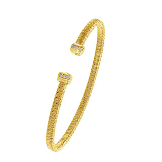 925 Italian Silver Bangle, Spiral, 3.5mm, Cubic Zirconia Cap, 45x55mm