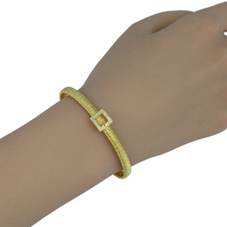 925 Italian Silver Bangle, Spiral, 5mm, Cubic Zirconia, Buckle, 45x55mm