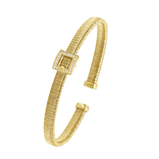 925 Italian Silver Bangle, Spiral, 5mm, Cubic Zirconia, Buckle, 45x55mm