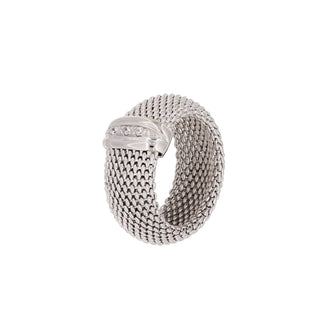 Buy rhodium 925 Italian Silver Ring, Dewdrop, 9mm, Cubic Zirconia