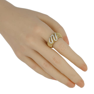 925 Italian Silver Ring, Dewdrop, 9mm, Wavy Cubic Zirconia